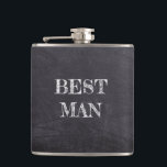 Best Man Bröllop Black Chalkboard Whisky-kolv Fickplunta<br><div class="desc">Bäste man Bröllop Black Whisky Flask. Cute på en gåva från bröllop eller tack till presenter för bröllopsfesten.</div>