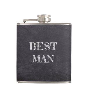 Best Man Bröllop Black Chalkboard Whisky-kolv Fickplunta