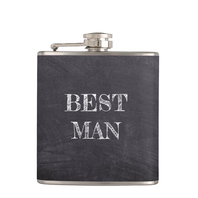 Best Man Bröllop Black Chalkboard Whisky-kolv Fickplunta (Framsidan)