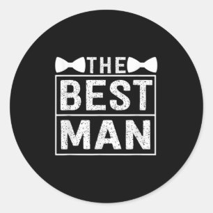 Best Man Bröllop Marskalkars Funny Möhippa Bachelo Runt Klistermärke