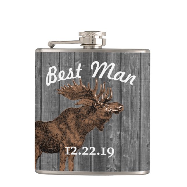 Best Man Flask Vintage Moose Fickplunta (Framsidan)
