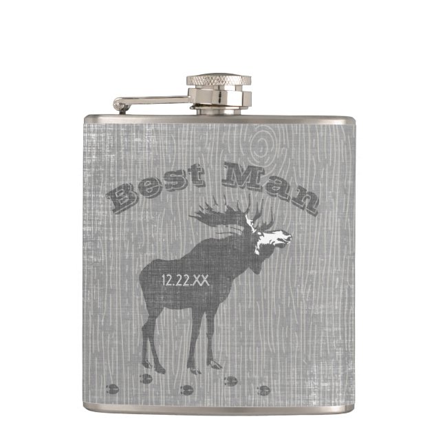 Best Man Flask Vintage Moose Fickplunta (Framsidan)