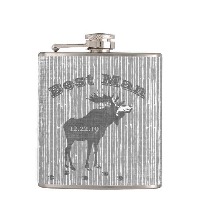 Best Man Flask Vintage Moose Fickplunta (Framsidan)
