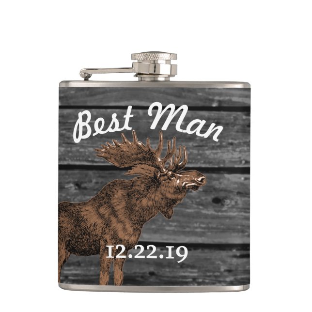 Best Man Flask Vintage Moose Fickplunta (Framsidan)