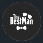 Best Man Friends Groom Bride Bröllop par Bachel Runt Klistermärke<br><div class="desc">Bästa man Friends Groom Bride Bröllop par Bachelor Party</div>