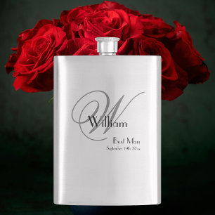 Best Man Gift: Elegant Script Monogram och Namn Fickplunta