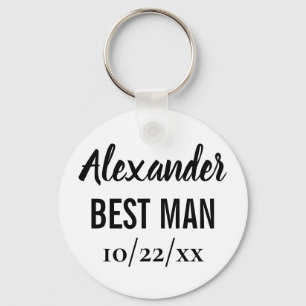 Best Man Gift Modern Typography Elegant bröllop Nyckelring