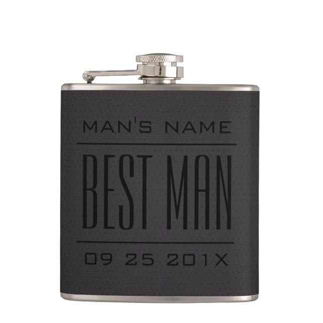 Best Man Gifts-Black Faux Leather Fickplunta (Framsidan)