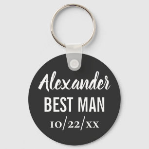 Best Man Modern Typography Elegant Black Bröllop Nyckelring