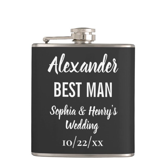 Best Man Modern Typography Script Black Bröllop Fickplunta (Framsidan)
