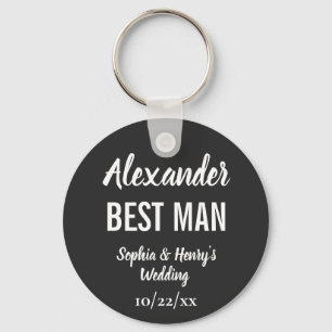Best Man Modern Typography Script Black Bröllop Nyckelring