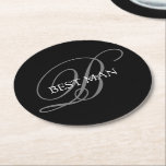 Best Man Monogram Black Grått Underlägg Papper Rund<br><div class="desc">Gör din egen anpassningsbar underlägg. Anpassa den här designen med din egen text. Du kan anpassa den här designen ytterligare genom att markera länken "anpassa ytterligare" om du vill.</div>