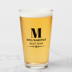 Best Man Monogram Bröllop Groomsman Beer Glaskopp