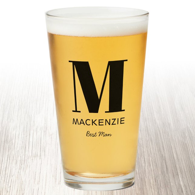 Best Man Monogram Namn Glaskopp (Monogram name personalized best man beer glass)