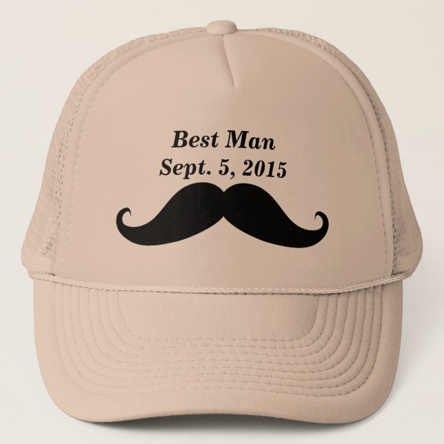 Best Man Mustache Truckers Hat Truckerkeps (Framsida)