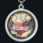Best Man Necklace Grunge Burnt Parchment Silverpläterat Halsband<br><div class="desc">Behåll Necklaces Välj antingen Silver Plattat Guld Avsluta eller Sterling silver Unik Personlig Anpassningsbar !st Bröllopsfest för julklapp av Bröllop Keepsakt Necklaces - om du vill ändra bakgrund färg - klicka på anpassa - klicka på redigera - välj sista verktyg i rullgardinsmenyn och välj från ett av de färger som...</div>