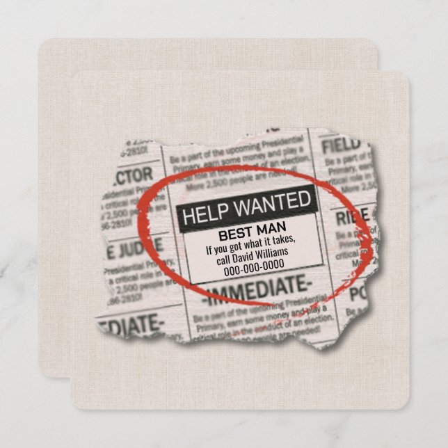 Best Man Request Newspaper Ad Kort (Fram/baksida)