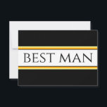 BEST MAN Sportig svart gul vit tävlingsrandig<br><div class="desc">Denna festliga design har en klassisk modern svart font inuti en bred vit mittremsa som framhävs med svarta,  gula och orange tunna ränder på en elegant svart bakgrund med BEST MAN skrivet tvärs över designen. Texten kan anpassas.</div>