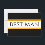 BEST MAN Sportig svart gul vit tävlingsrandig<br><div class="desc">Denna festliga design har en klassisk modern svart font inuti en bred vit mittremsa som framhävs med svarta,  gula och orange tunna ränder på en elegant svart bakgrund med BEST MAN skrivet tvärs över designen. Texten kan anpassas.</div>