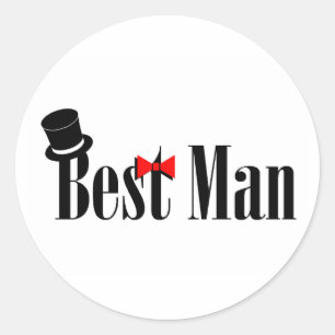 Best Man Top hat Runt Klistermärke