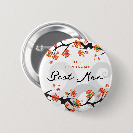 BEST MAN Tropical Flowers Swirls Bröllop Namn bric Knapp