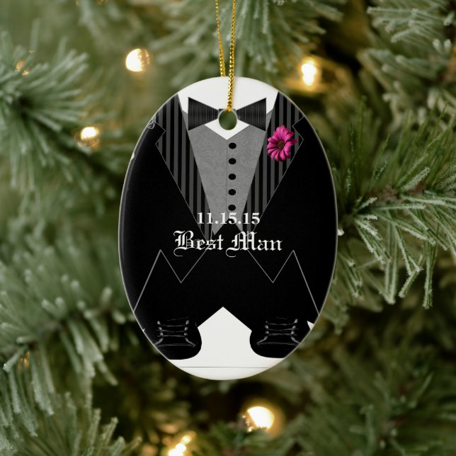Best Man Tuxedo Bröllop Helgdag Ornament (Träd)