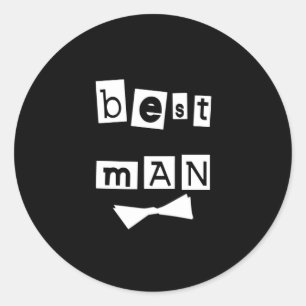 Best Man White på Black Runt Klistermärke
