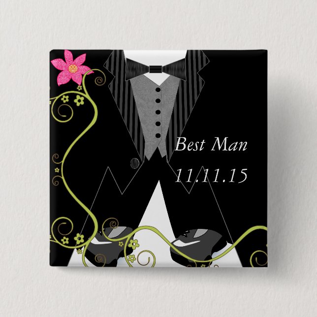 Best ManTuxedo Bow Tie Tennis Shoe Bröllop Badges Knapp (Framsida)