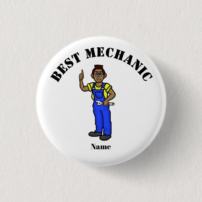 Best Mechanic Button - Black eller African America Knapp (Framsida)