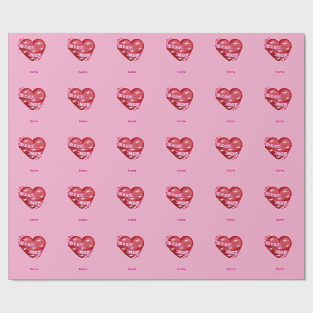 Best Mom 3D Glossy Red Heart Mother's Day Gif Presentpapper (Platt)