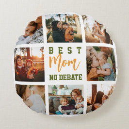 Best Mom Cute Trendy Collage Soft Round Pillow Rund Kudde