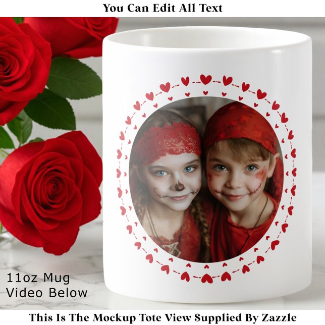 Best Mom / Dad Ever, Photo & Red Hearts, Modern  Kaffemugg (Skapare uppladdad)