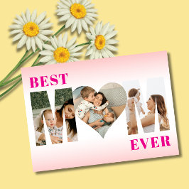Best Mom Ever 3 Photo Stylish Happy Mother's Day  Kort