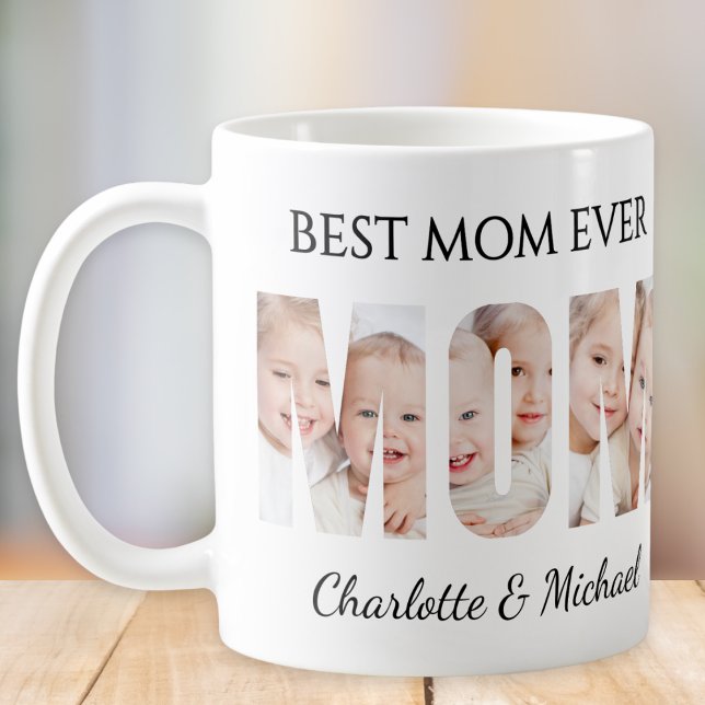 Best Mom Ever 3 Photos Cutout Letters  Kaffemugg (Skapare uppladdad)