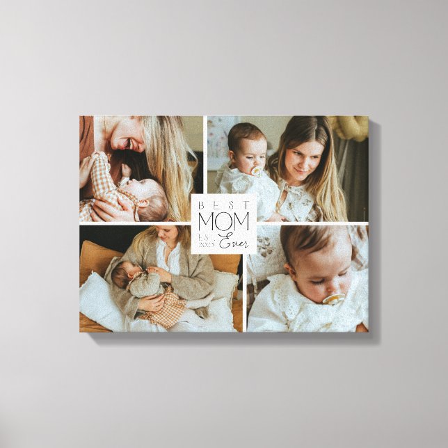 Best Mom Ever 4 Photo Collage Canvas Print Gift (Framsida)