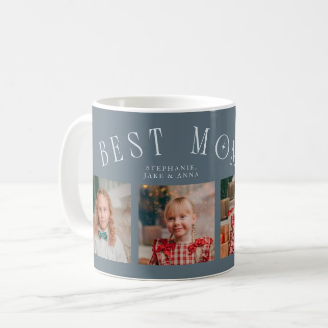 Best Mom Ever 4-Photo Slate Blue Mothers Day  Kaffemugg (Framsida vänster)