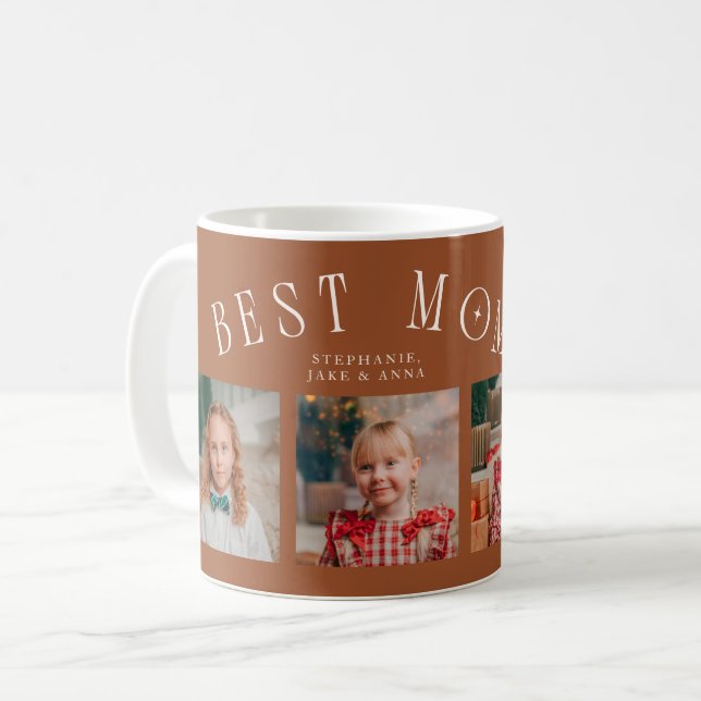 Best Mom Ever 4-Photo Terracotta Mothers Day  Kaffemugg (Framsida vänster)