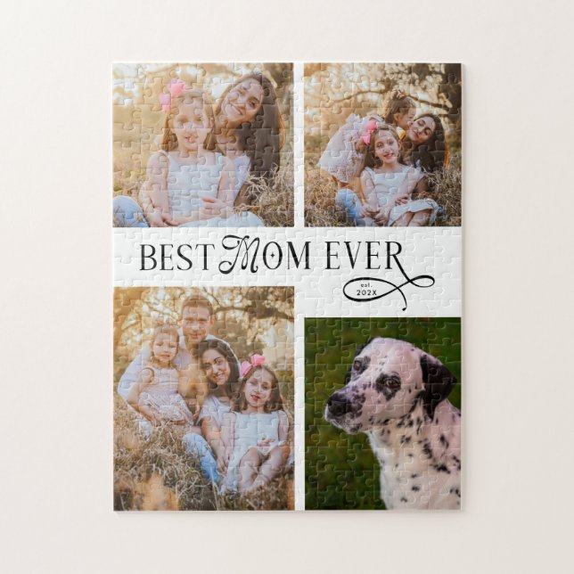 Best Mom Ever 4 Photos Mothers Day Gifts Pussel (Vertikal)