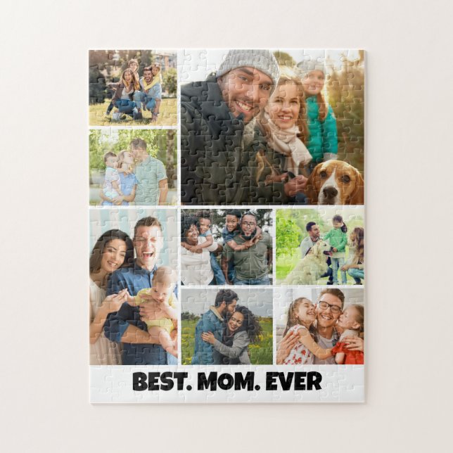 Best Mom Ever – 8 Photo Collage Frame Template Pussel (Vertikal)