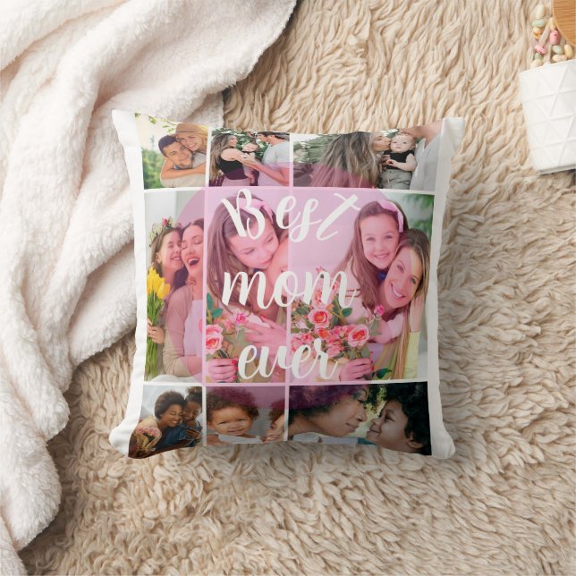 Best Mom Ever 9 Photo Collage Personalized Mothers Kudde (Filt)