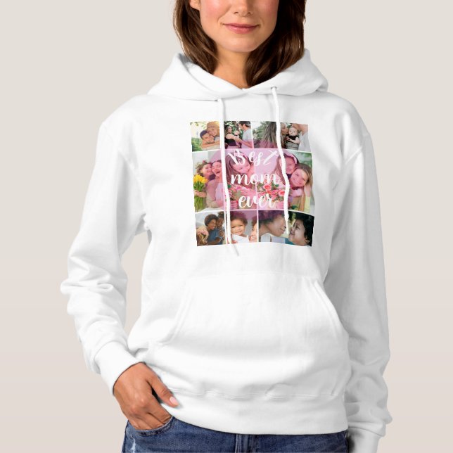 Best Mom Ever 9 Photo Collage Personalized Mothers T Shirt (Framsida)