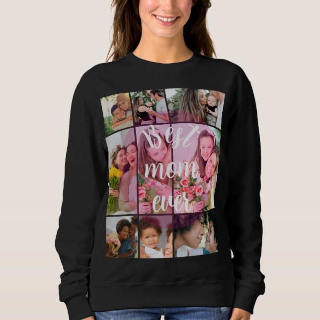 Best Mom Ever 9 Photo Collage Personalized Mothers T Shirt (Framsida)
