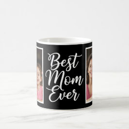 Best Mom Ever Black White Script 2 Photo Keepsake Kaffemugg