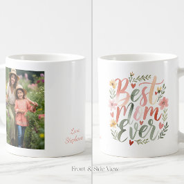 Best Mom Ever Boho Custom Photo and Name Kaffemugg