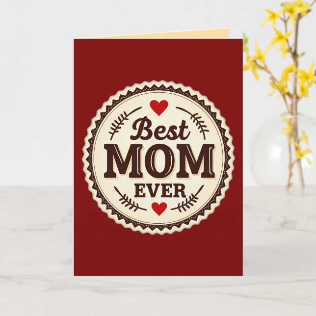 Best Mom Ever Classic Retro Design Kort (Gul blomma)
