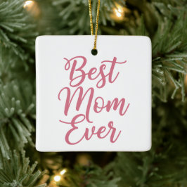 Best Mom Ever Custom Photo Christmas Keepsake Pink Julgransprydnad Keramik