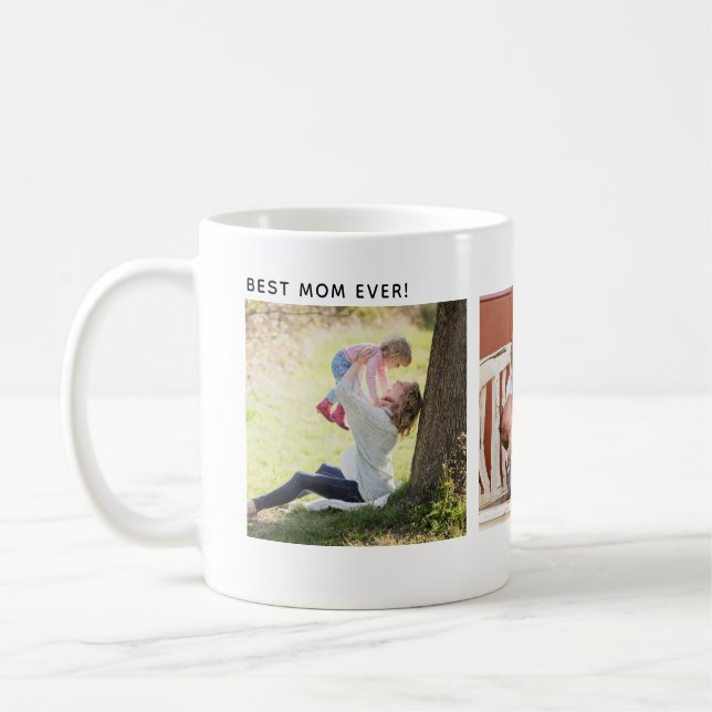 Best Mom Ever, Custom Three Photo Personalized Kaffemugg (Vänster)