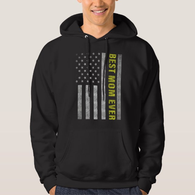 Best Mom Ever Dispatcher Mom Thin Yellow Line Hoodie (Framsida)