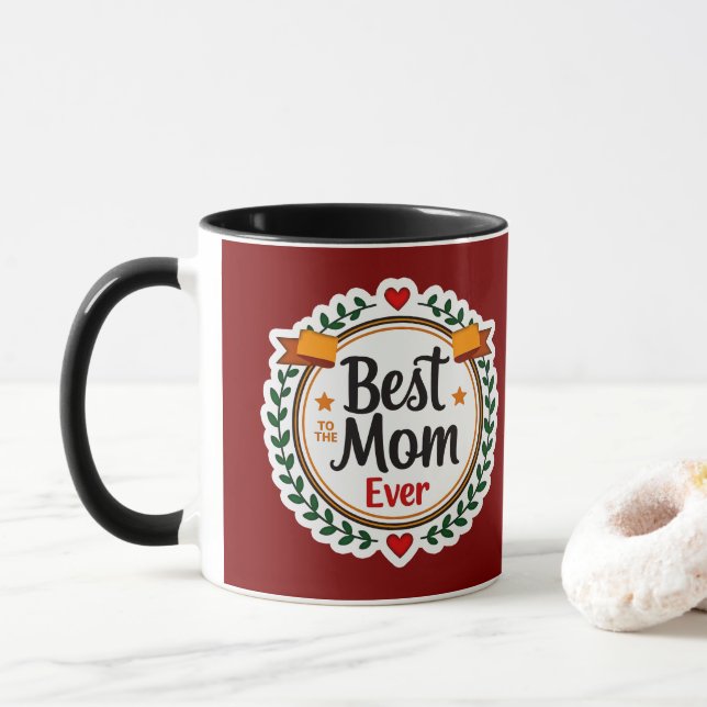 Best Mom Ever Floral Badge Design Mugg (Med munk)