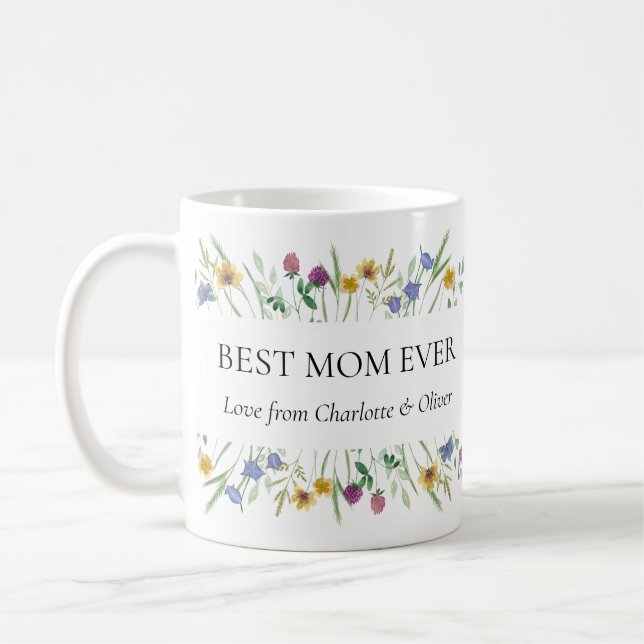 Best Mom Ever Floral Mother's Day  Kaffemugg (Vänster)